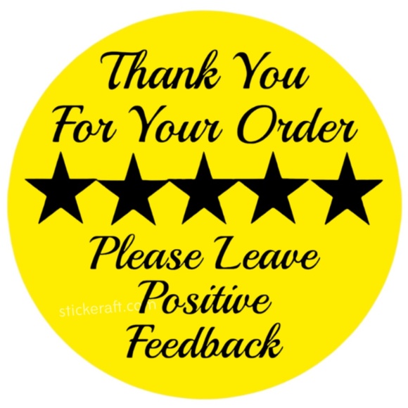 Thank You Stickers Positive Feedback Labels 5 Star Review Packaging - Picture 6 of 15